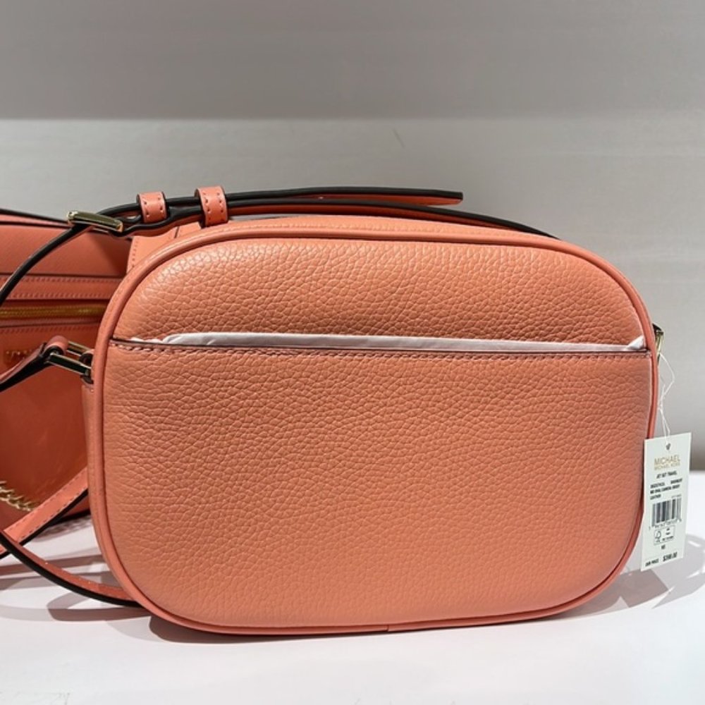Michael Kors Jet Set Medium Embossed Pebbled Leather Crossbody Bag Sherbert - Picture 13 of 16
